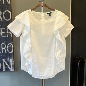 Ann Taylor White Ruffle Blouse